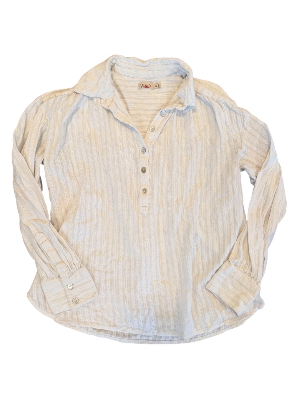 Faherty Cream Striped Long-Sleeve Henley Top